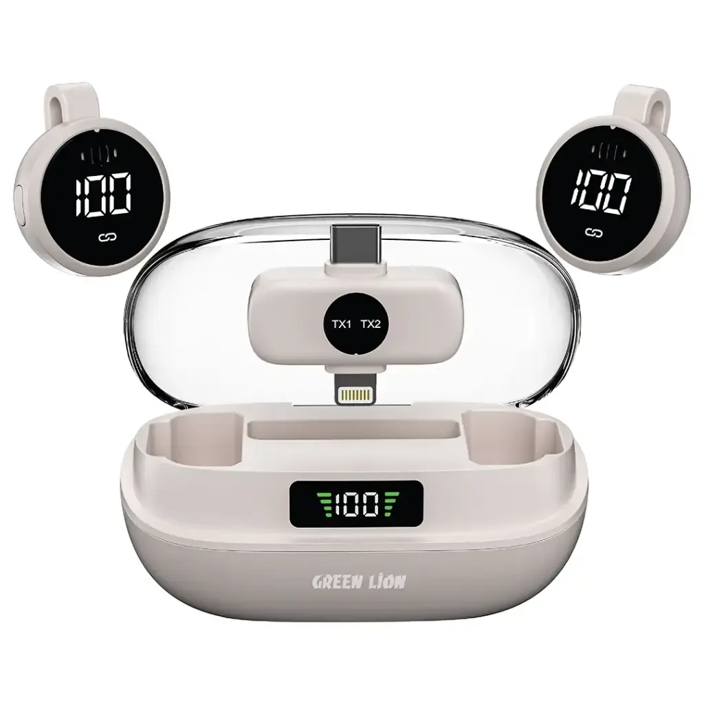 میکروفن بی سیم گرین لاین مدل GM-91X با گیرنده تایپ سی و لایتنینگ میکروفن بی سیم گرین لاین مدل GM-91X با گیرنده تایپ سی و لایتنینگ