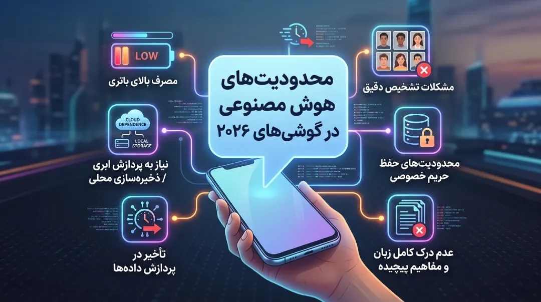 محدودیتهای هوش مصنوعی در گوشیهای ۲۰۲۶ رو تو عکس نشون بده